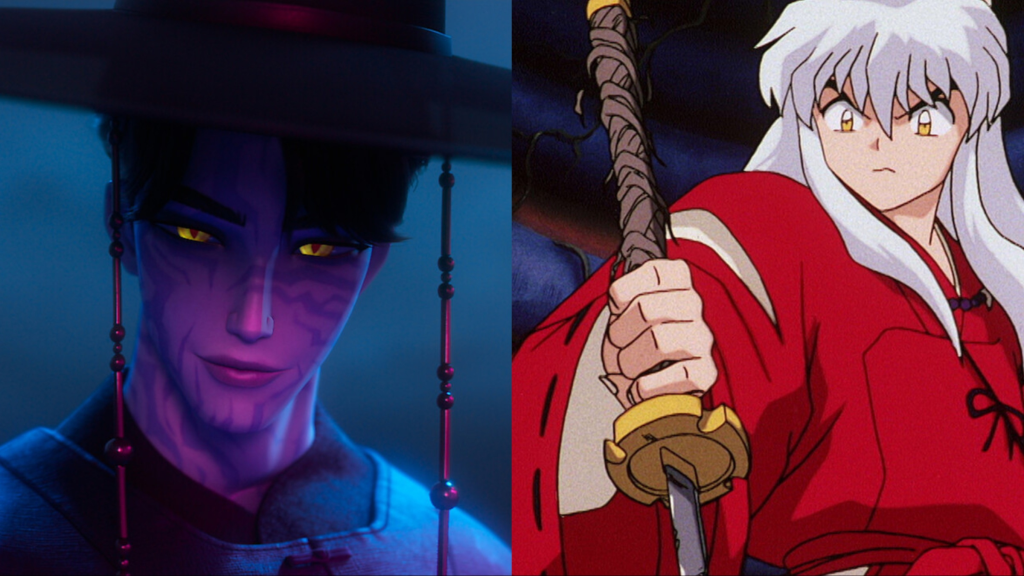 Gambar terpisah Jinu di KPop Demon Hunters dan Inuyasha