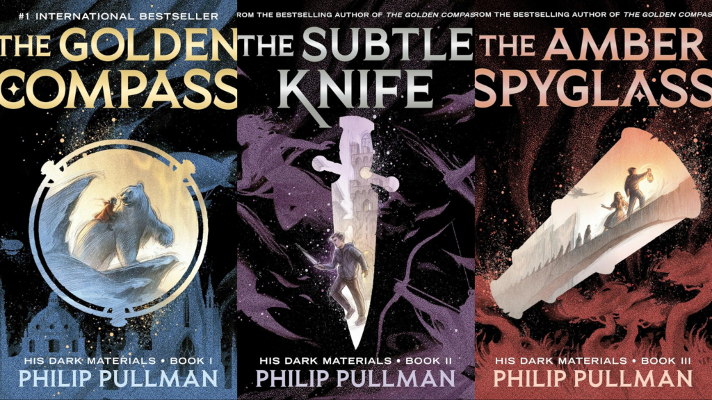 Cover The Golden Compass, The Subtle Knife, dan The Amber Spyglass