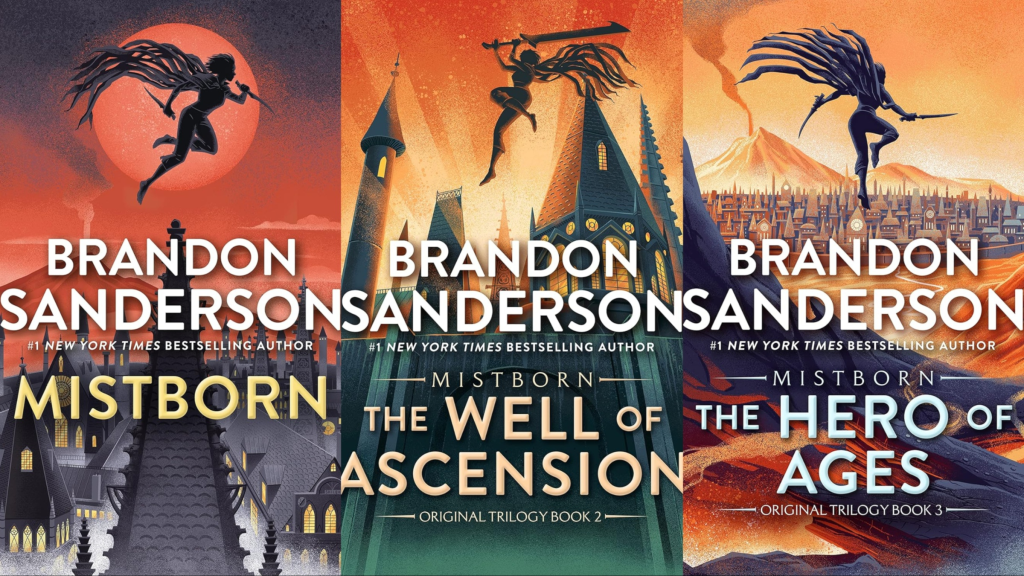 Cover dari trilogi Mistborn asli oleh Brandon Sanderson