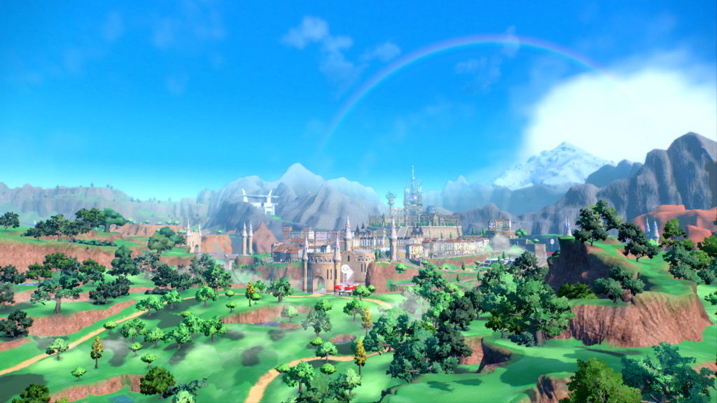 A wide shot of the open world in Pokemon Scarlet and Violet.