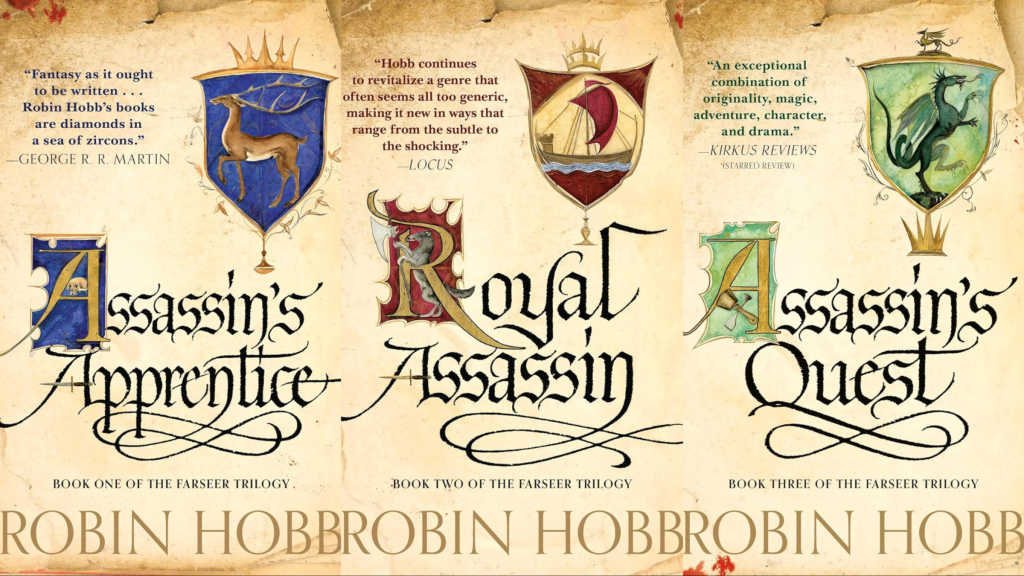 Cover Assassin's Apprentice, Royal Assassin, dan Assassin's Quest