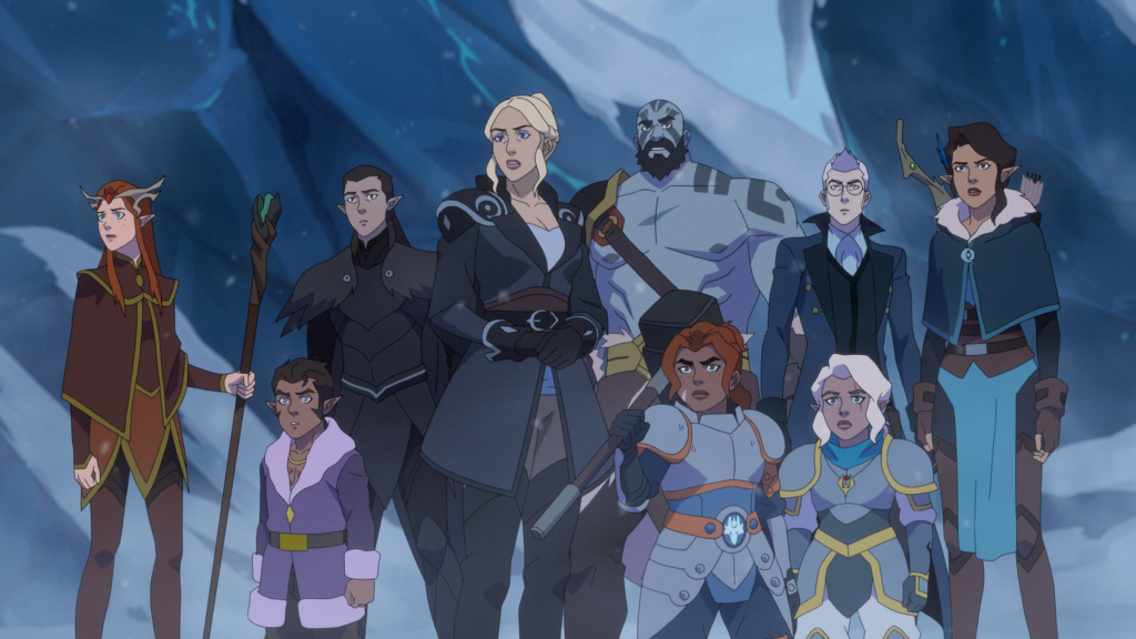 Grup The Legend of Vox Machina bersama di salju