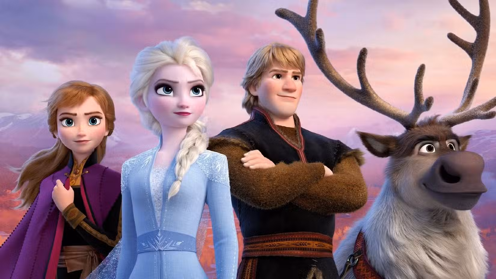 Anna, Elsa, Kristoff, and Sven in Frozen 2