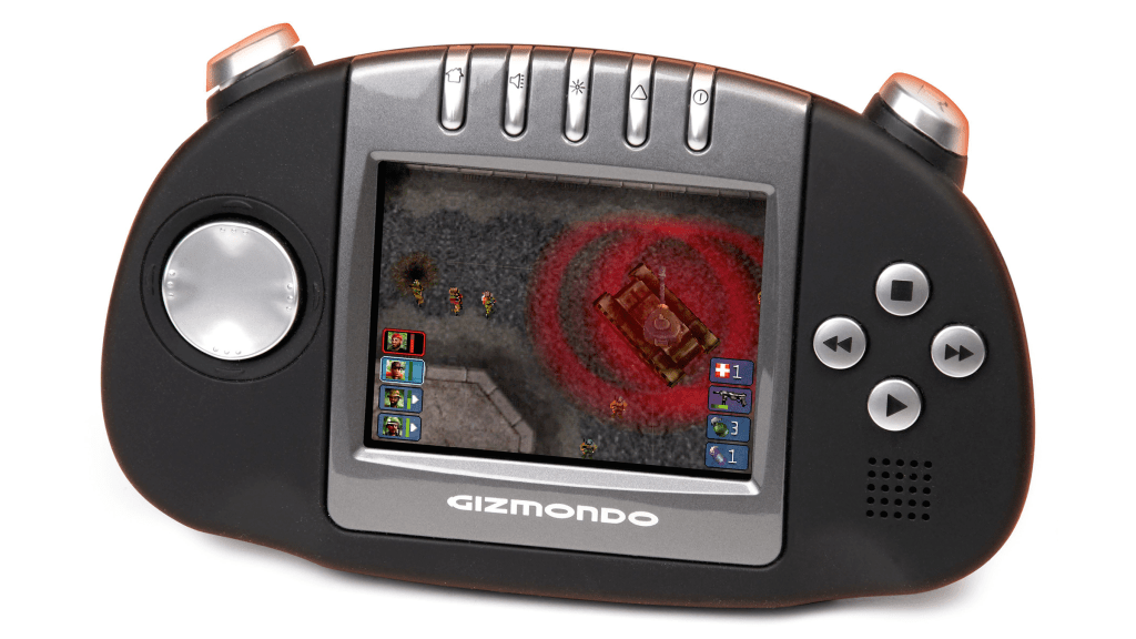 Gizmondo dengan game ditampilkan di layarnya.