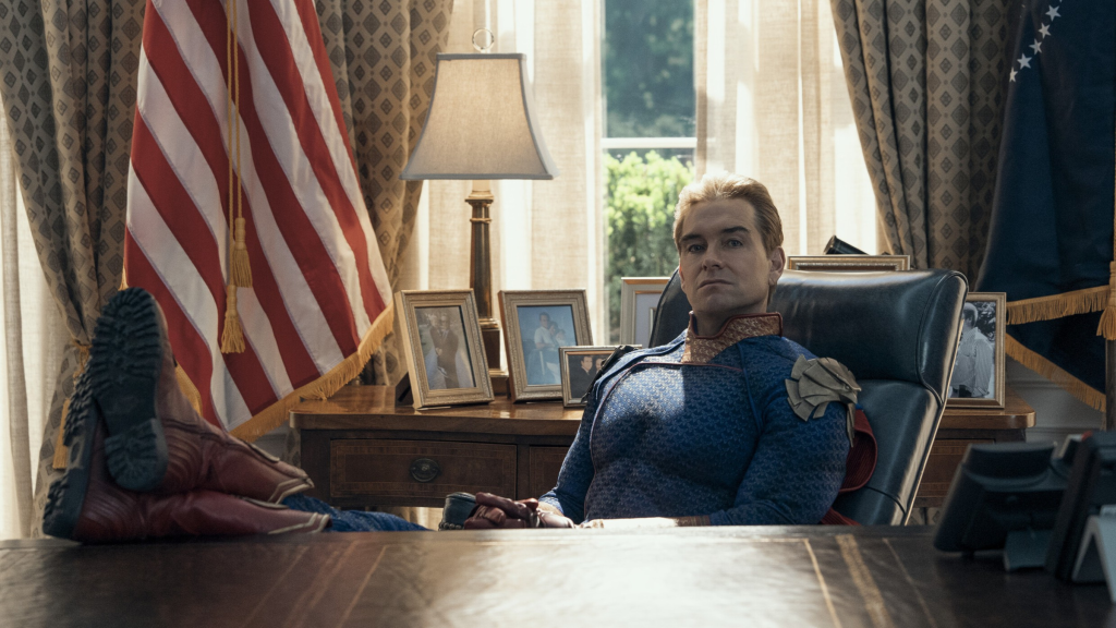 Homelander sitting in the Oval Office in The Boys Season 5, Episode 7