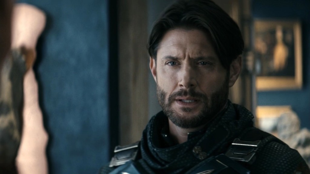 Jensen Ackles as Soldier Boy looking annoyed in The Boys Season 5, Episode 7