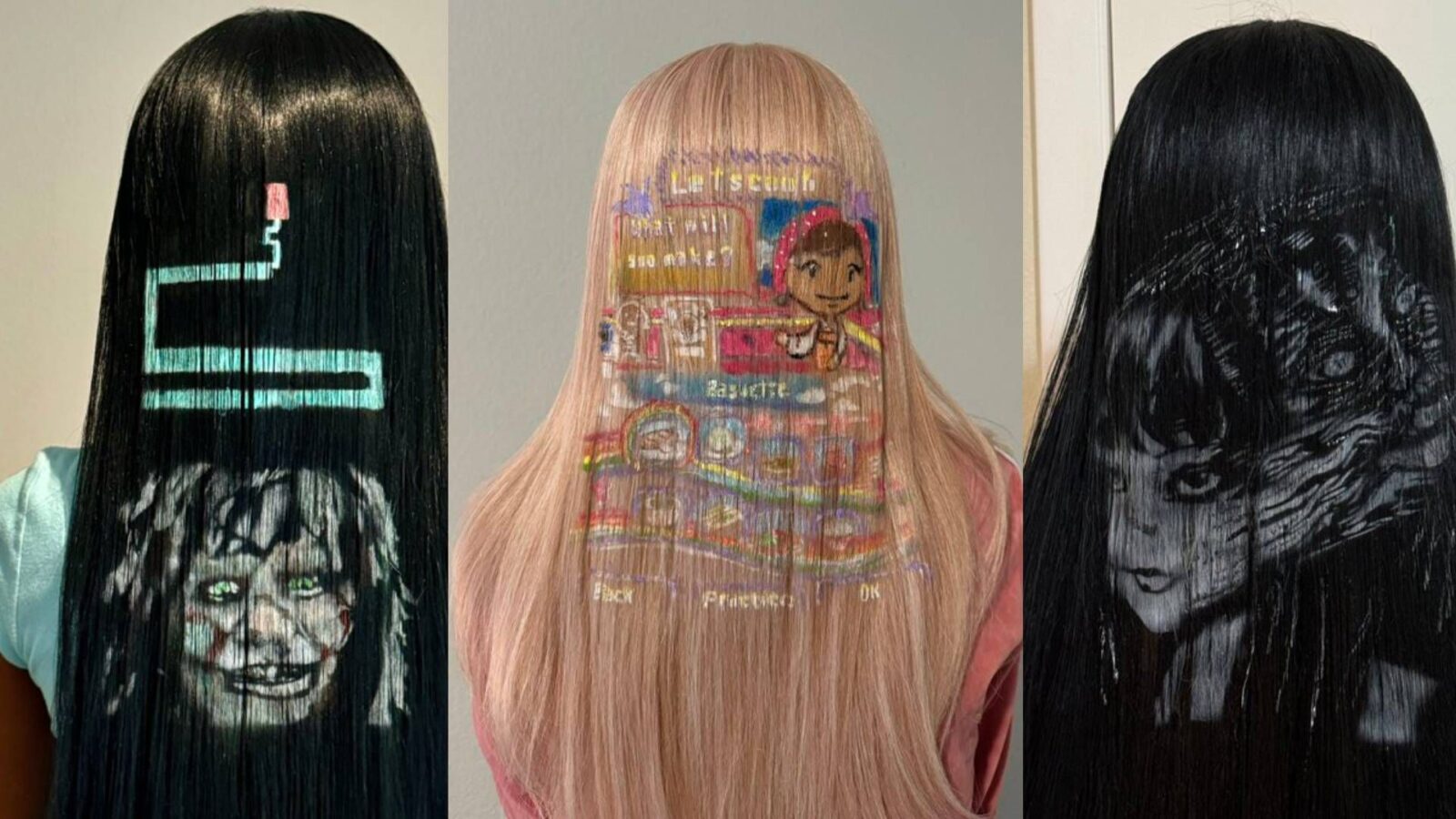 Seniman Ini 'Menghidupkan Rambut' dengan Melukis Adegan Game di Belakang Wig, Hasilnya Bikin Takjub!