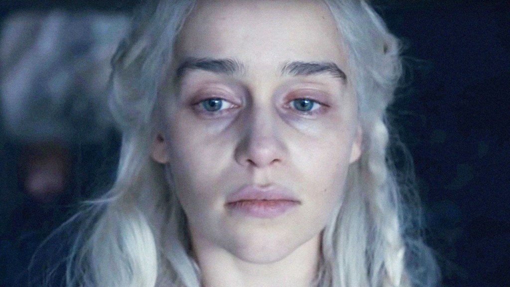 Daenerys Targaryen (Emilia Clarke) looking sad in Game of Thrones