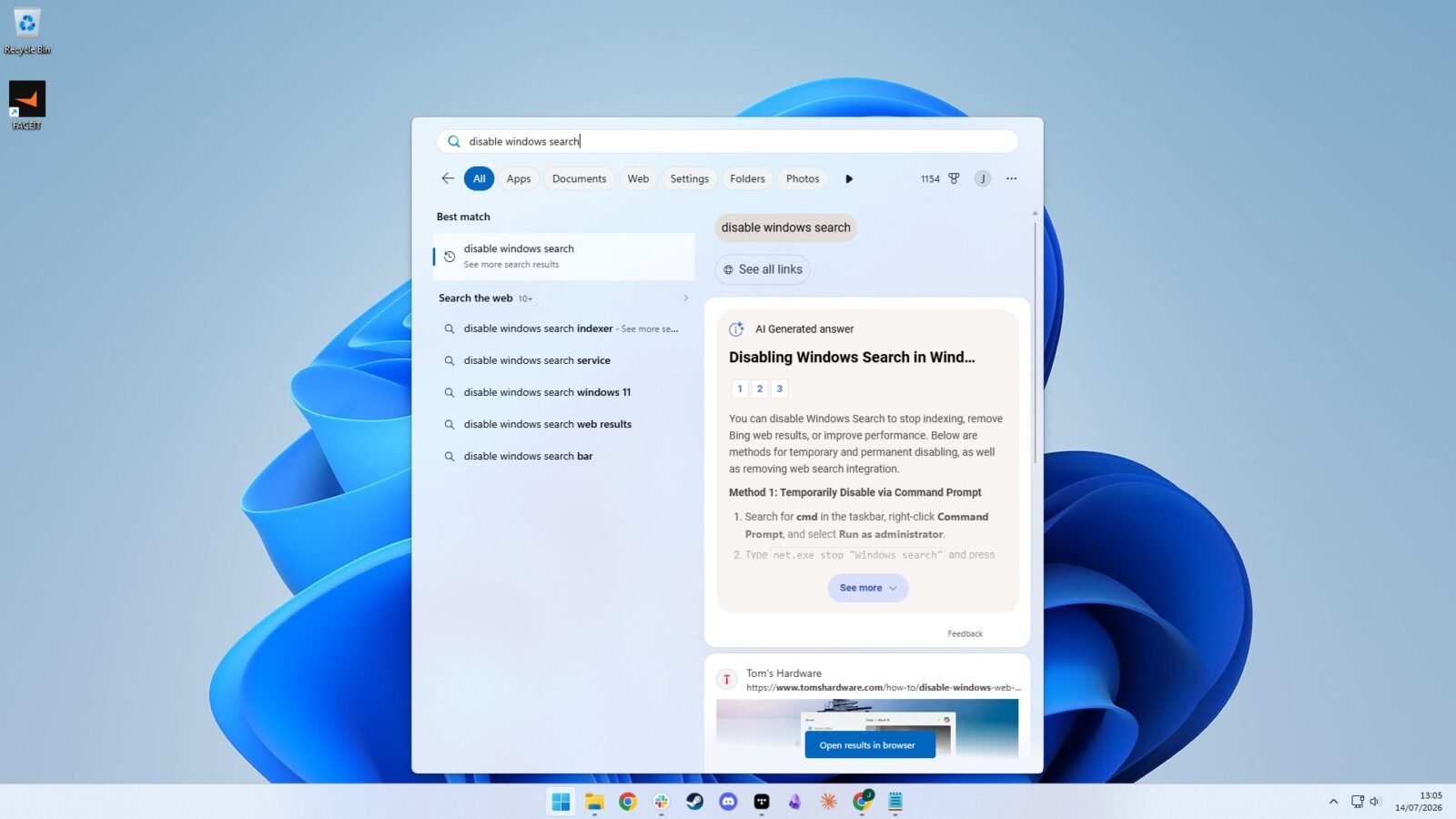 Menu Mulai Windows 11 Dapat Sentuhan Baru: Nonaktifkan Hasil Pencarian Web, Siap-siap Semua Gamer!