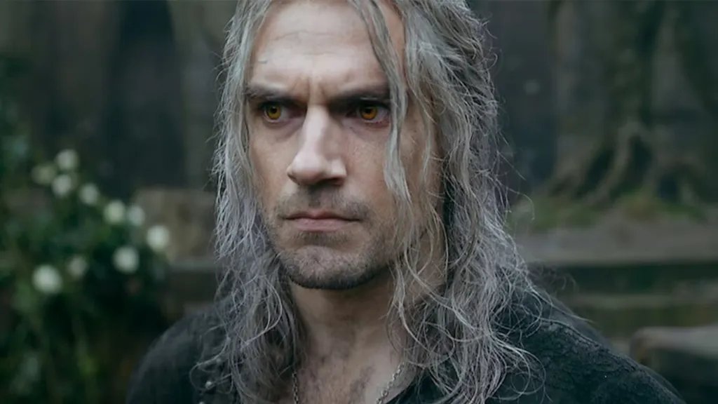 Henry Cavill as Geralt of Rivia looking annoyed in The Witcher