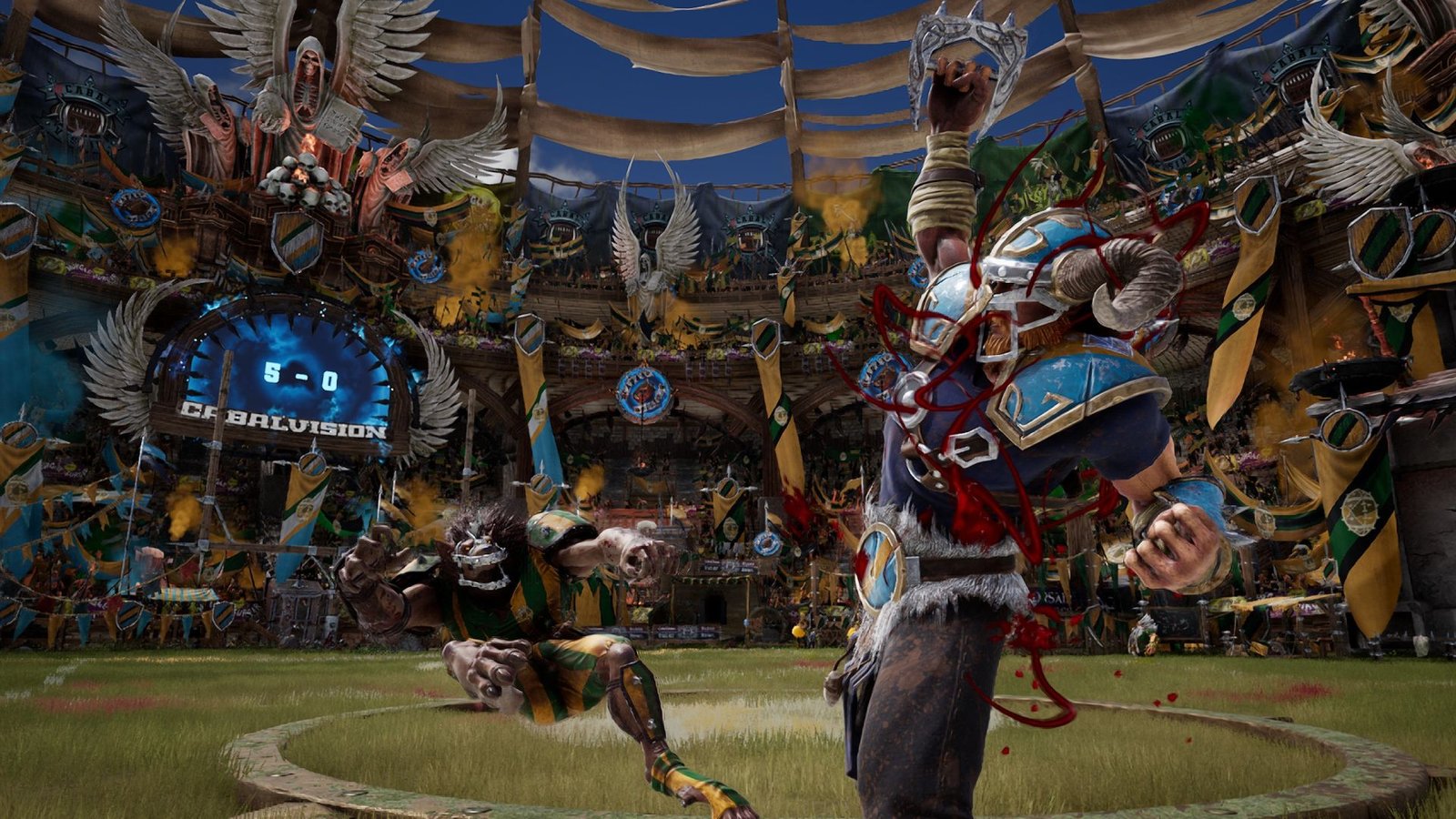 Pemain Norse memukul sebuah werewolf