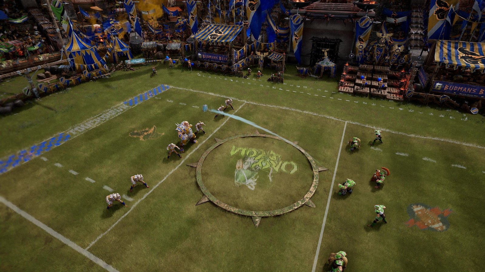 Pemain Dwarf melempar bola ke lawan di Rumble Mode